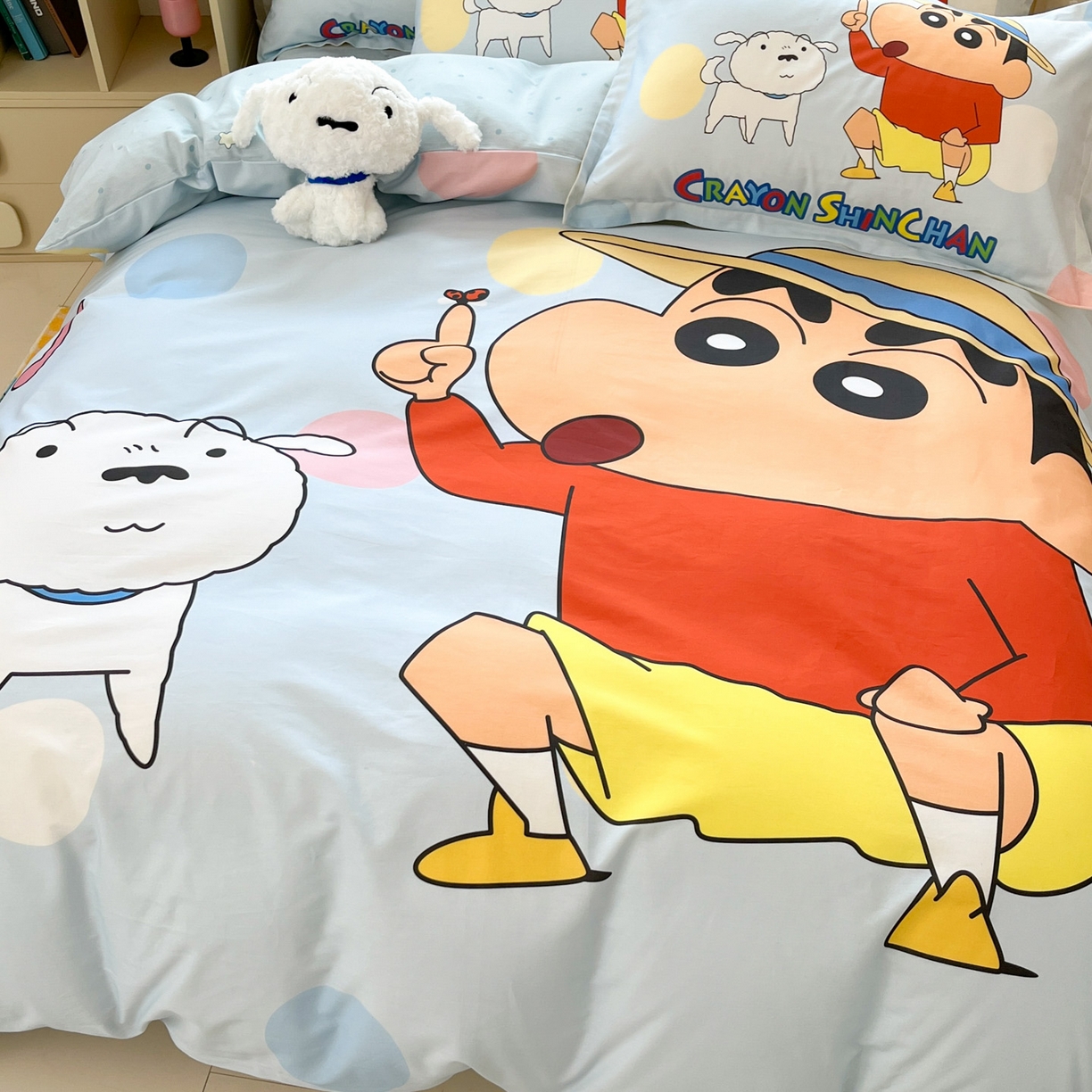 91家纺网 家纺一手货源 找家纺 博雅 2026新款蜡笔小新正版授权全棉纯棉大版枕套单品枕套枕套单件 大版-蓝色小新