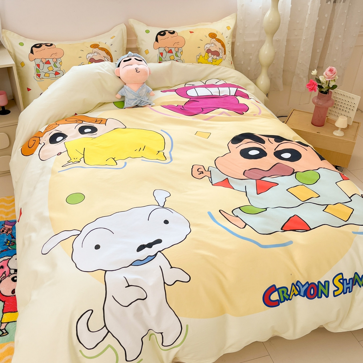 91家纺网 家纺一手货源 找家纺 博雅 2026新款蜡笔小新正版授权全棉纯棉大版枕套单品枕套枕套单件 大版-童趣小新