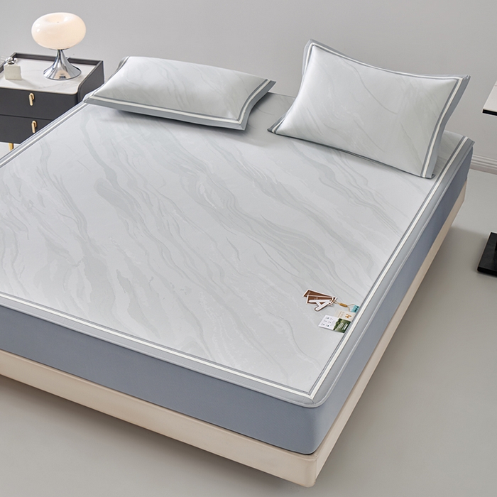 91家纺网 家纺一手货源 找家纺 小牛席业 2026新款冰纹凉感冰丝席席子凉席-床笠款 灰色