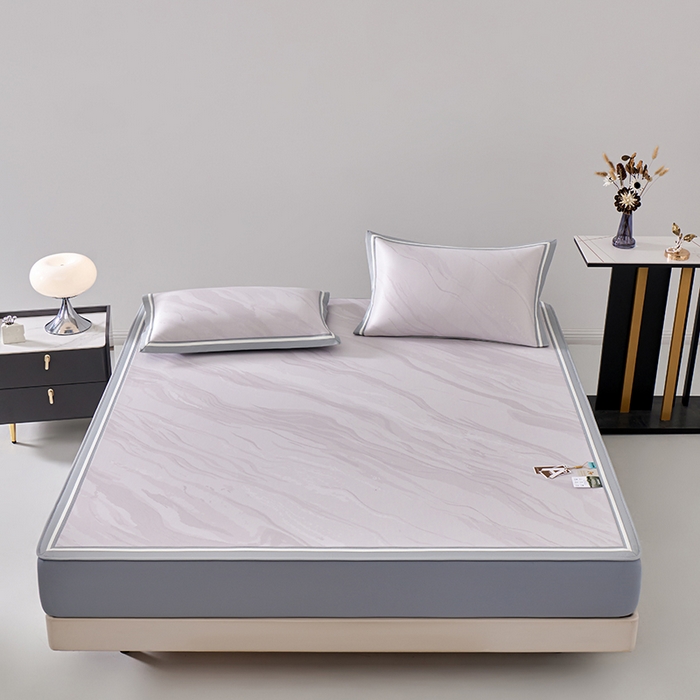 91家纺网 家纺一手货源 找家纺 小牛席业 2026新款冰纹凉感冰丝席席子凉席-床笠款 浅紫