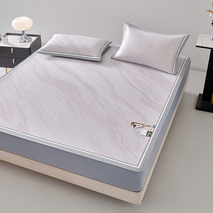 91家纺网 家纺一手货源 找家纺 小牛席业 2026新款冰纹凉感冰丝席席子凉席-床笠款 浅紫