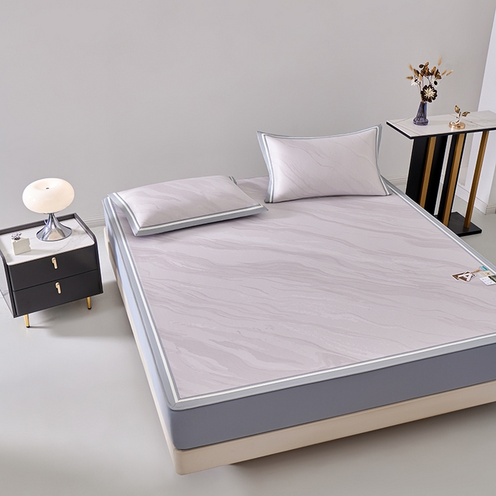 91家纺网 家纺一手货源 找家纺 小牛席业 2026新款冰纹凉感冰丝席席子凉席-床笠款 浅紫