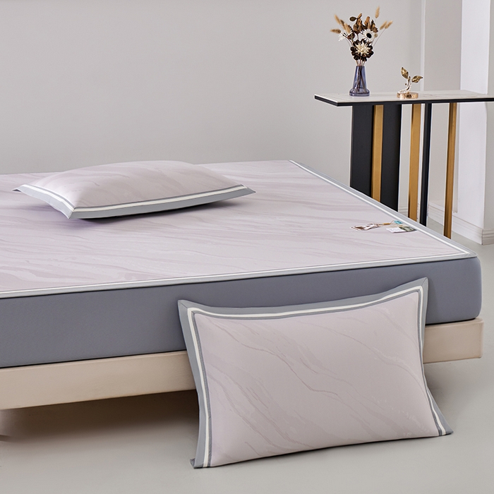 91家纺网 家纺一手货源 找家纺 小牛席业 2026新款冰纹凉感冰丝席席子凉席-床笠款 浅紫