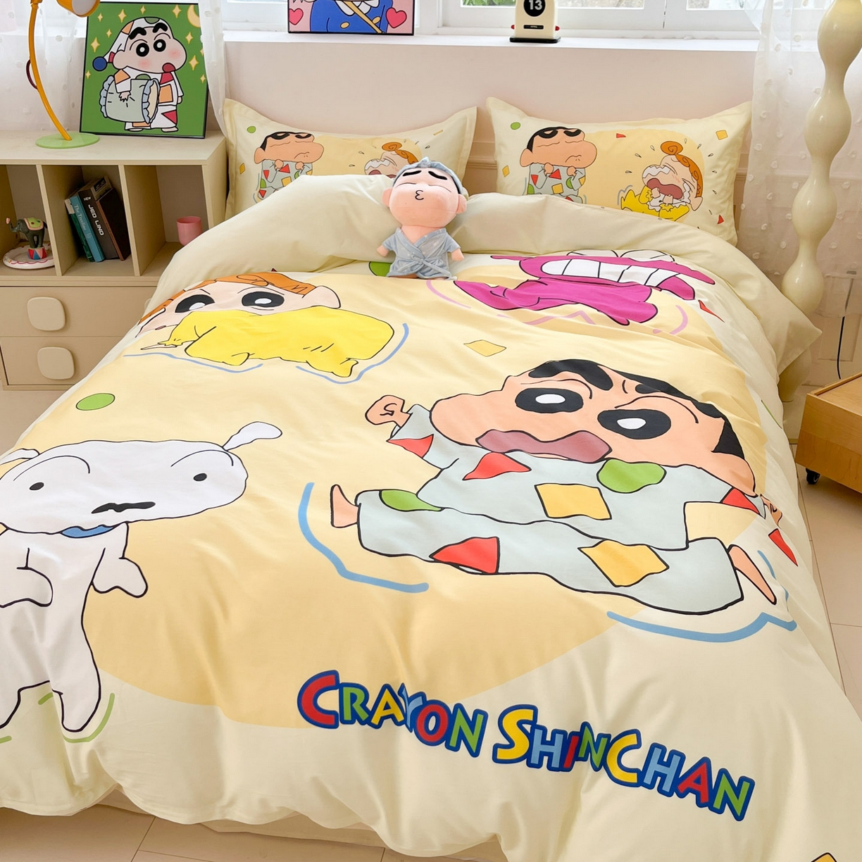 91家纺网 家纺一手货源 找家纺 博雅 2026新款蜡笔小新正版授权全棉纯棉大版枕套单品枕套枕套单件 大版-童趣小新