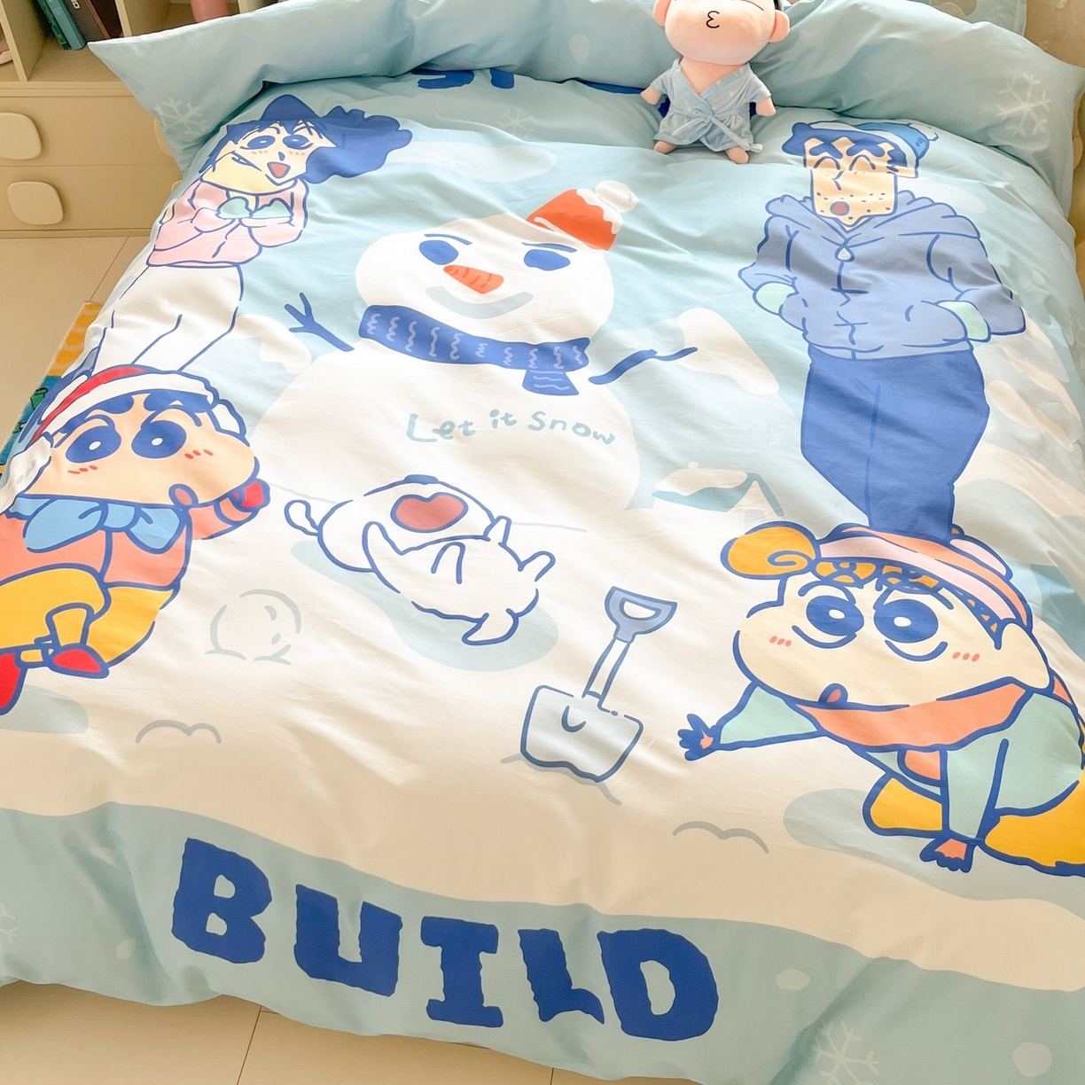 91家纺网 家纺一手货源 找家纺 博雅 2026新款蜡笔小新正版授权全棉纯棉大版枕套单品枕套枕套单件 大版-顽皮冬日小新