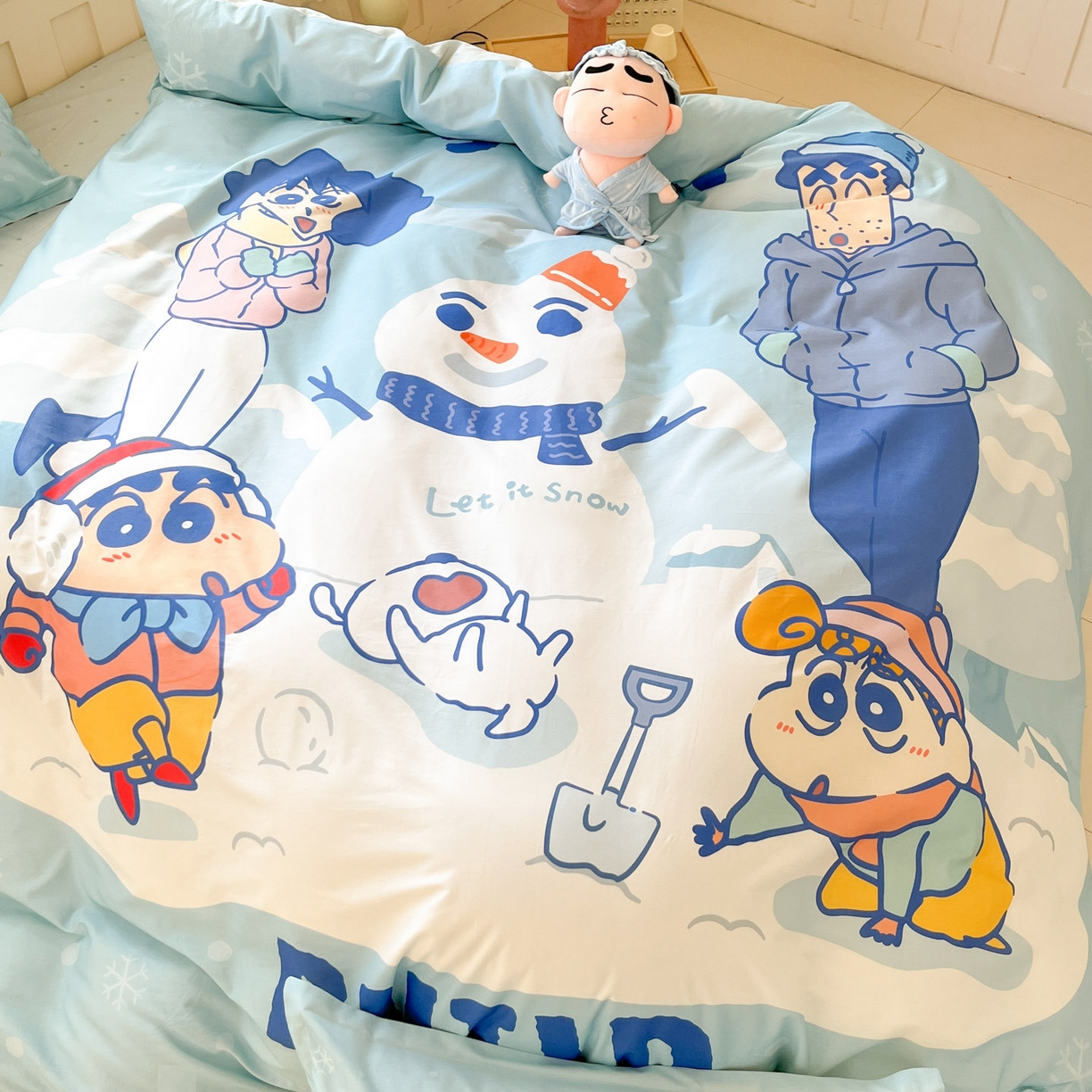 91家纺网 家纺一手货源 找家纺 博雅 2026新款蜡笔小新正版授权全棉纯棉大版枕套单品枕套枕套单件 大版-顽皮冬日小新