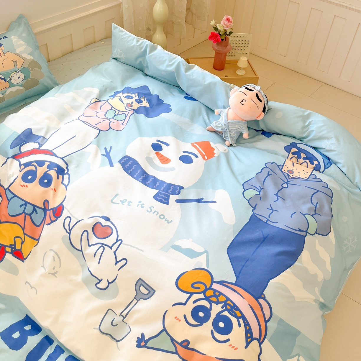 91家纺网 家纺一手货源 找家纺 博雅 2026新款蜡笔小新正版授权全棉纯棉大版枕套单品枕套枕套单件 大版-顽皮冬日小新