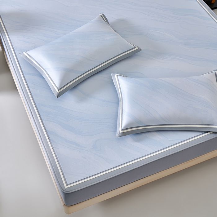 91家纺网 家纺一手货源 找家纺 小牛席业 2026新款冰纹凉感冰丝席席子凉席-床笠款 蓝色