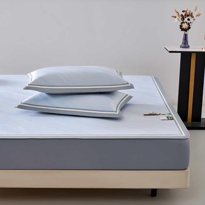 91家纺网 家纺一手货源 找家纺 小牛席业 2026新款冰纹凉感冰丝席席子凉席-床笠款 蓝色