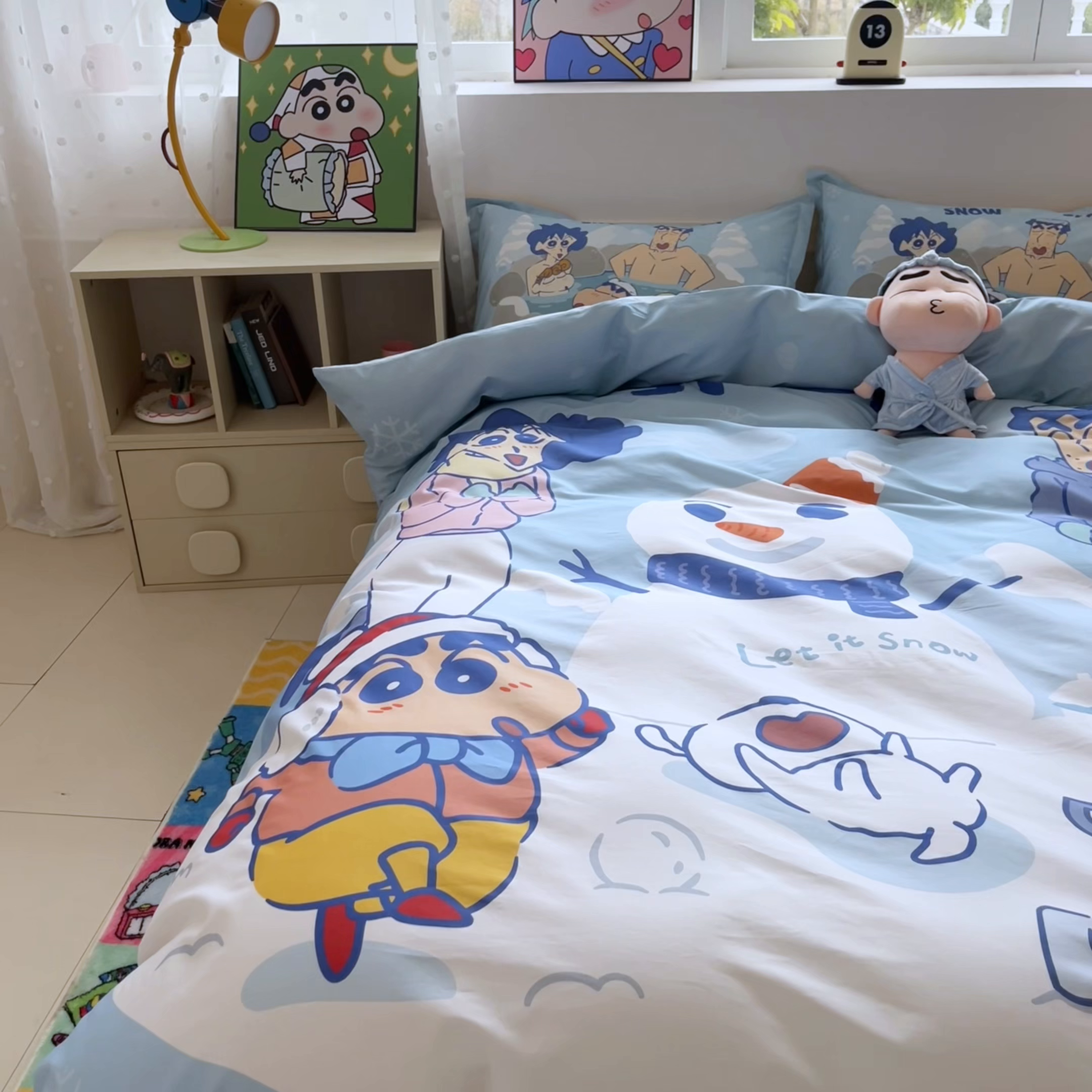 91家纺网 家纺一手货源 找家纺 博雅 2026新款蜡笔小新正版授权全棉纯棉大版枕套单品枕套枕套单件 大版-顽皮冬日小新