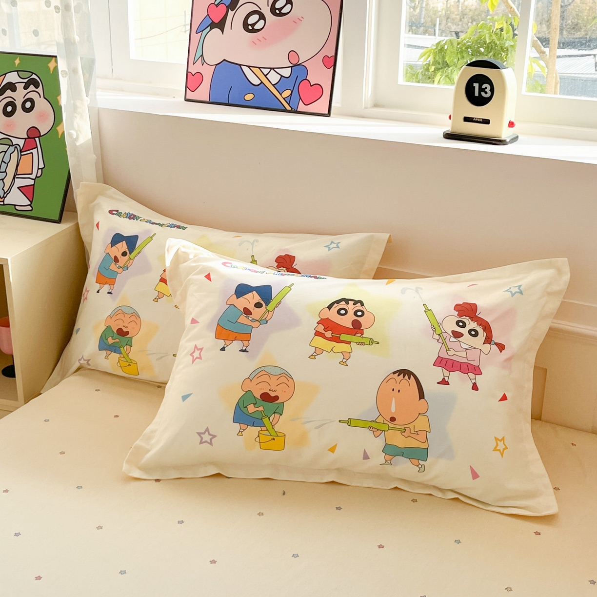 博雅 2026新款蜡笔小新正版授权全棉纯棉大版枕套单品枕套枕套单件 大版-游玩蜡笔小新