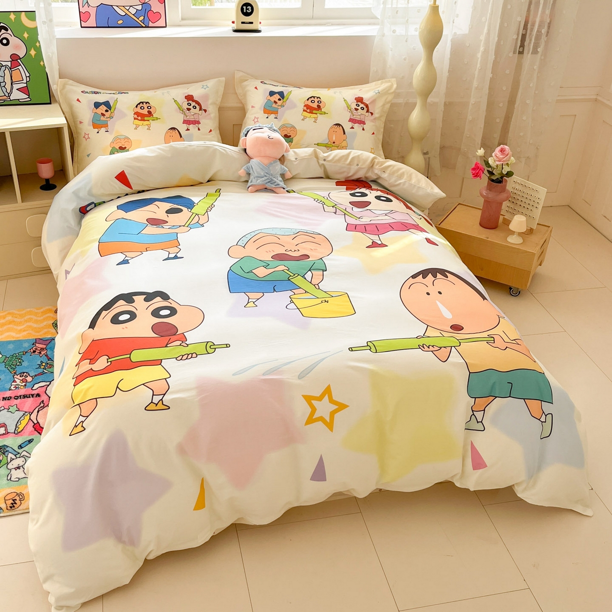 91家纺网 家纺一手货源 找家纺 博雅 2026新款蜡笔小新正版授权全棉纯棉大版枕套单品枕套枕套单件 大版-游玩蜡笔小新