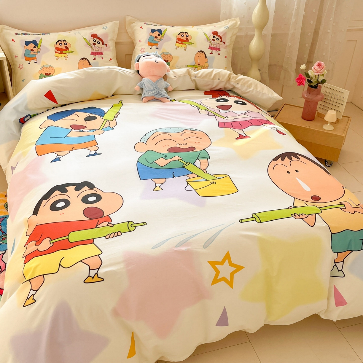 91家纺网 家纺一手货源 找家纺 博雅 2026新款蜡笔小新正版授权全棉纯棉大版枕套单品枕套枕套单件 大版-游玩蜡笔小新