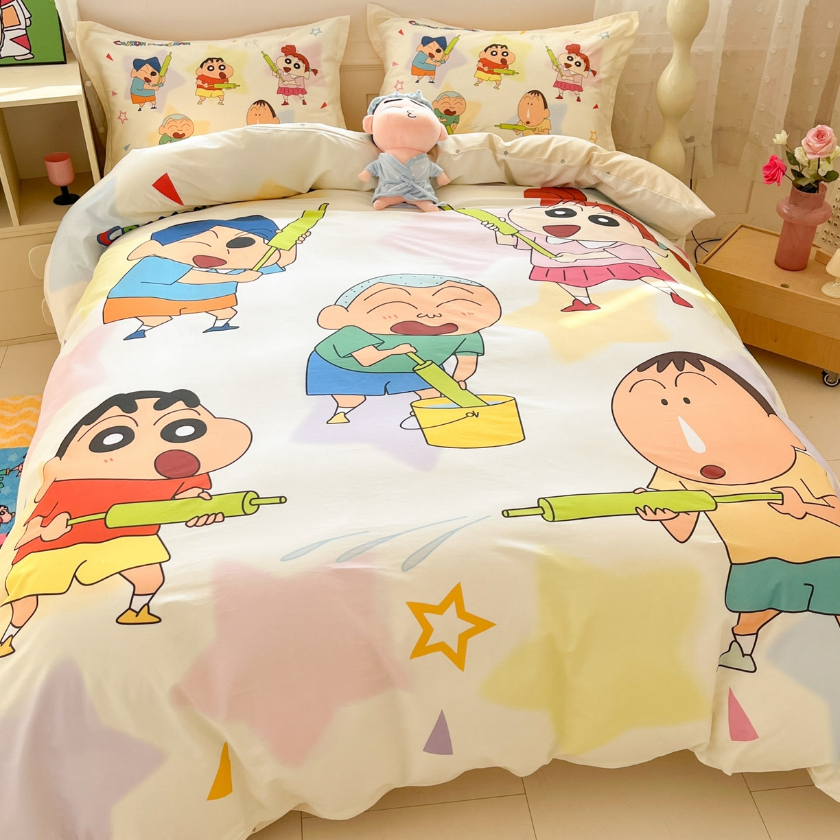 91家纺网 家纺一手货源 找家纺 博雅 2026新款蜡笔小新正版授权全棉纯棉大版枕套单品枕套枕套单件 大版-游玩蜡笔小新