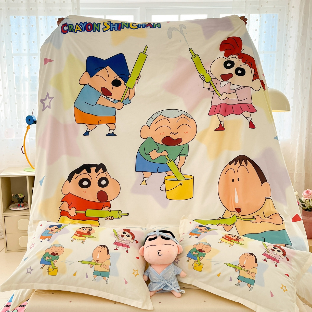 91家纺网 家纺一手货源 找家纺 博雅 2026新款蜡笔小新正版授权全棉纯棉大版枕套单品枕套枕套单件 大版-游玩蜡笔小新