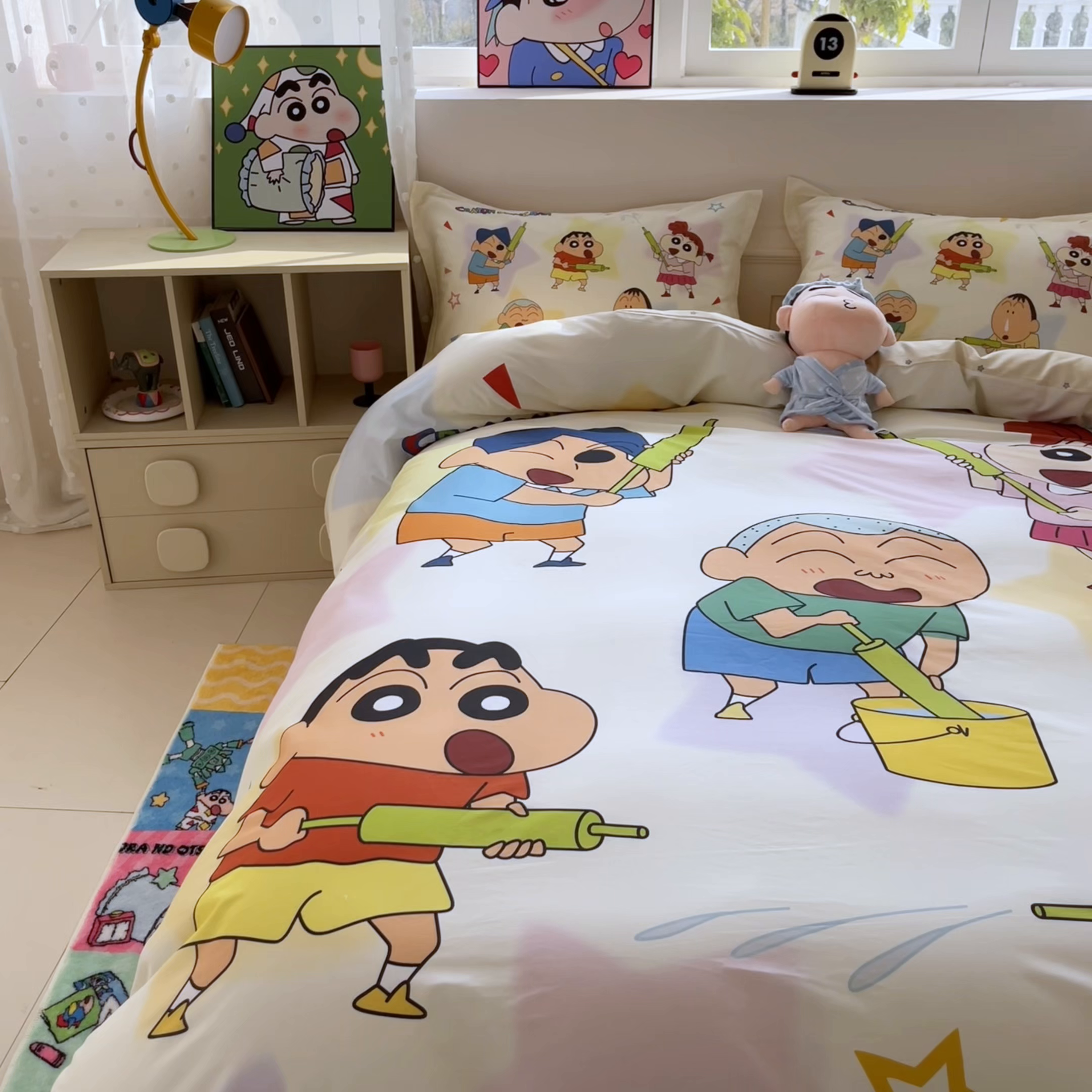 91家纺网 家纺一手货源 找家纺 博雅 2026新款蜡笔小新正版授权全棉纯棉大版枕套单品枕套枕套单件 大版-游玩蜡笔小新