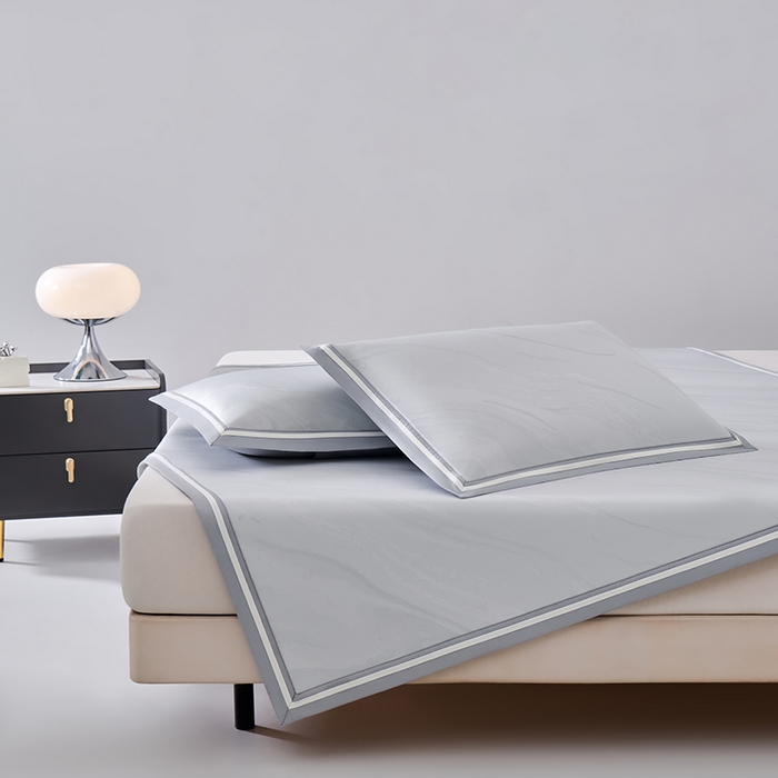 91家纺网 家纺一手货源 找家纺 小牛席业 2026新款冰纹凉感冰丝席席子凉席 灰色