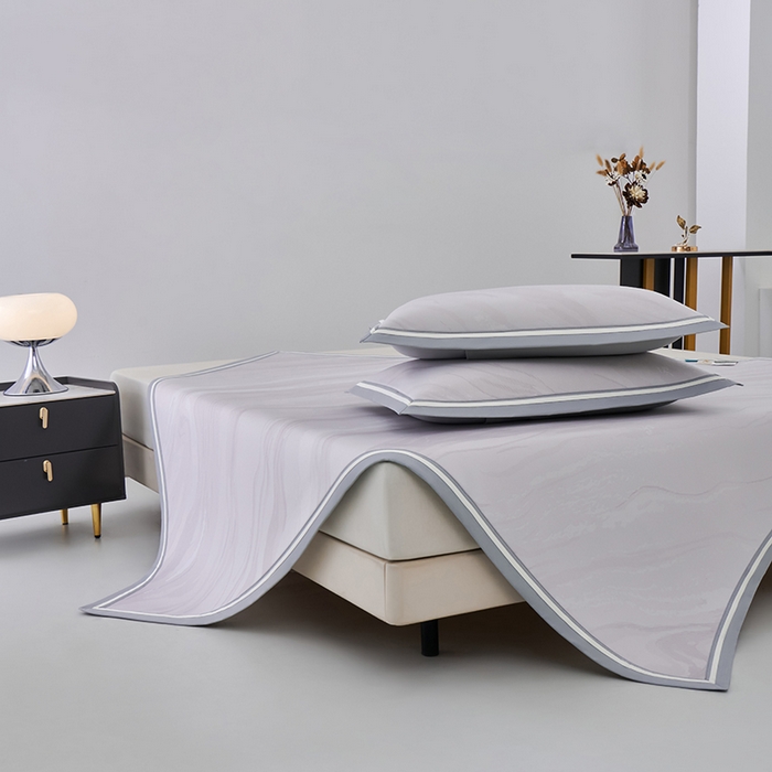 91家纺网 家纺一手货源 找家纺 小牛席业 2026新款冰纹凉感冰丝席席子凉席 浅紫