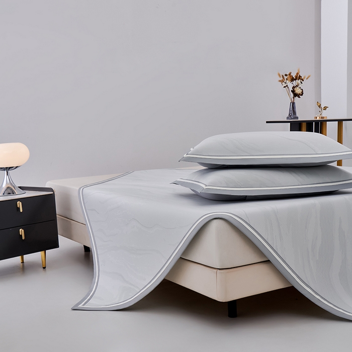 91家纺网 家纺一手货源 找家纺 小牛席业 2026新款冰纹凉感冰丝席席子凉席 灰色