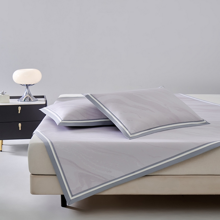 91家纺网 家纺一手货源 找家纺 小牛席业 2026新款冰纹凉感冰丝席席子凉席 浅紫