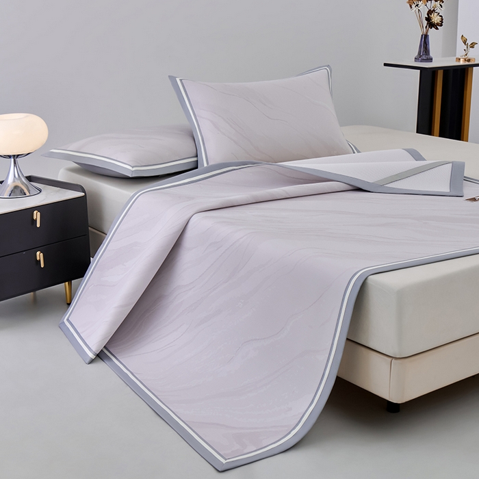 91家纺网 家纺一手货源 找家纺 小牛席业 2026新款冰纹凉感冰丝席席子凉席 浅紫