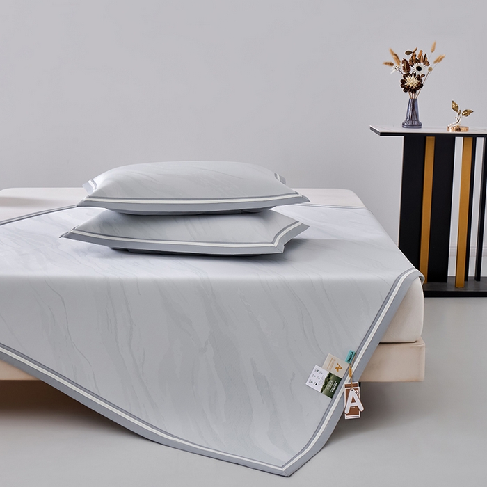 91家纺网 家纺一手货源 找家纺 小牛席业 2026新款冰纹凉感冰丝席席子凉席 灰色