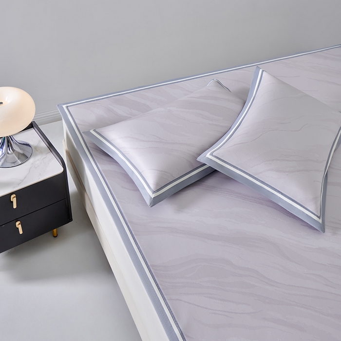 91家纺网 家纺一手货源 找家纺 小牛席业 2026新款冰纹凉感冰丝席席子凉席 浅紫