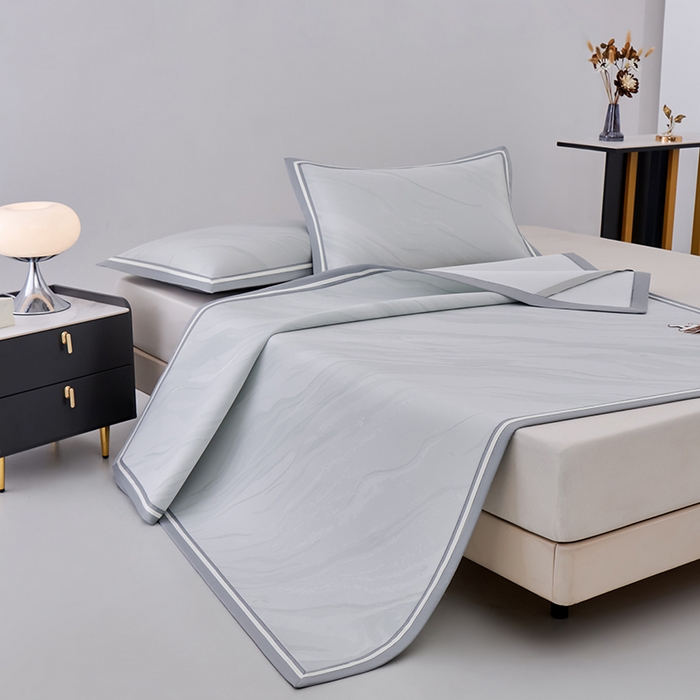 91家纺网 家纺一手货源 找家纺 小牛席业 2026新款冰纹凉感冰丝席席子凉席 灰色