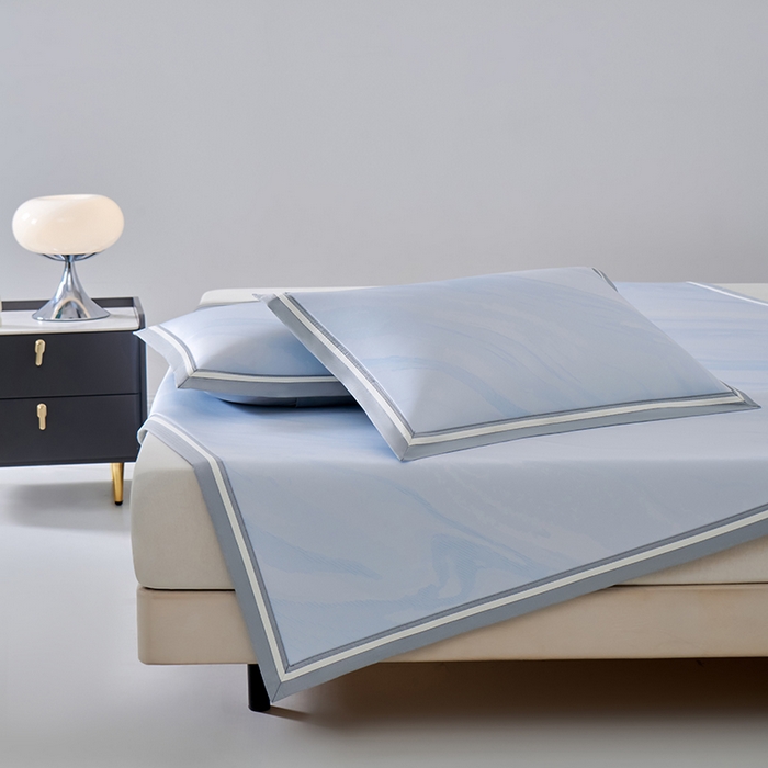 91家纺网 家纺一手货源 找家纺 小牛席业 2026新款冰纹凉感冰丝席席子凉席 蓝色