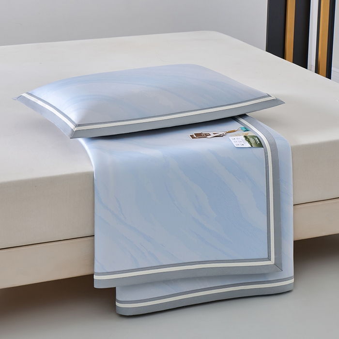 91家纺网 家纺一手货源 找家纺 小牛席业 2026新款冰纹凉感冰丝席席子凉席 蓝色