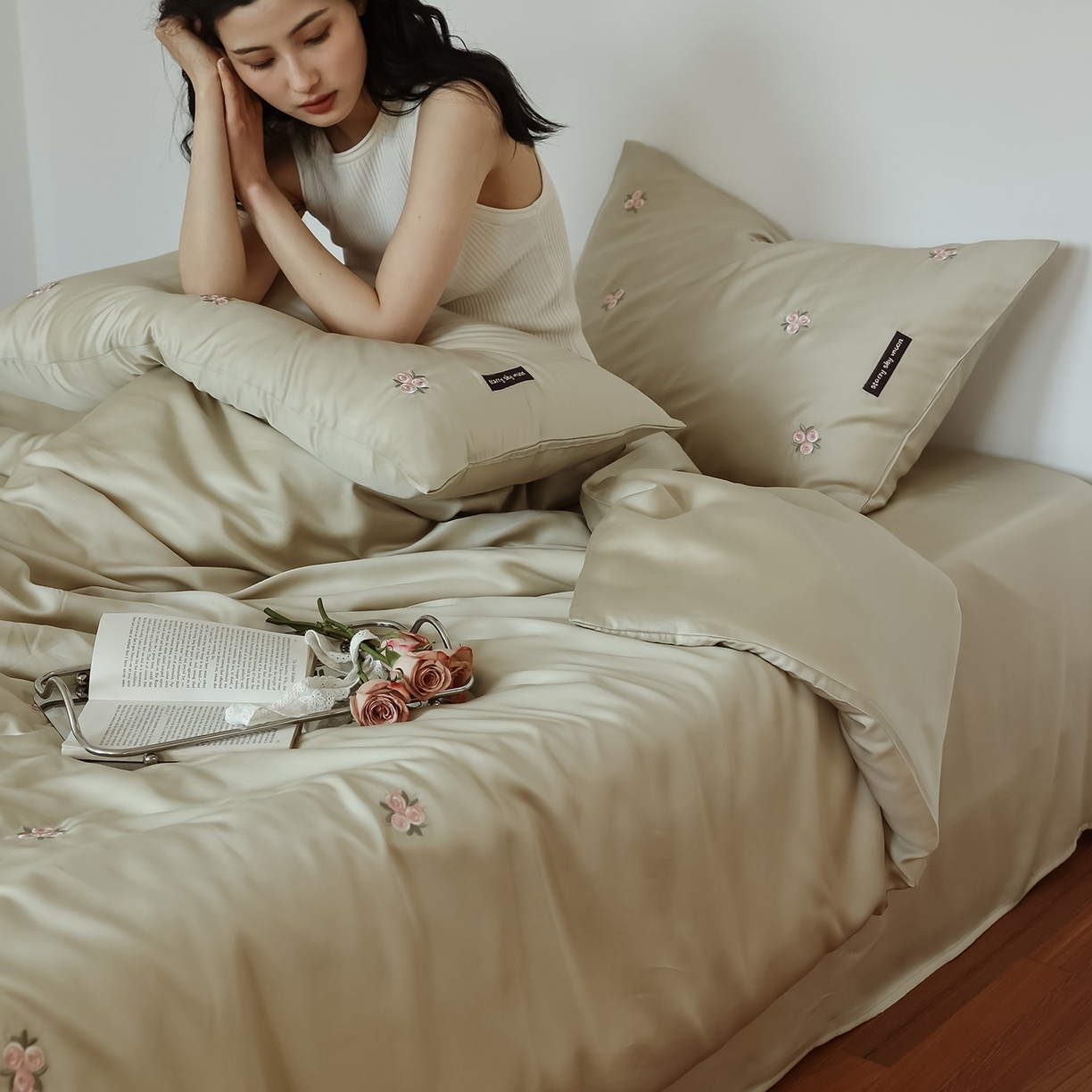 91家纺网 家纺一手货源 找家纺 （总）初拾 2026新款60支进口奥地利兰精天丝四件套-玫瑰少女