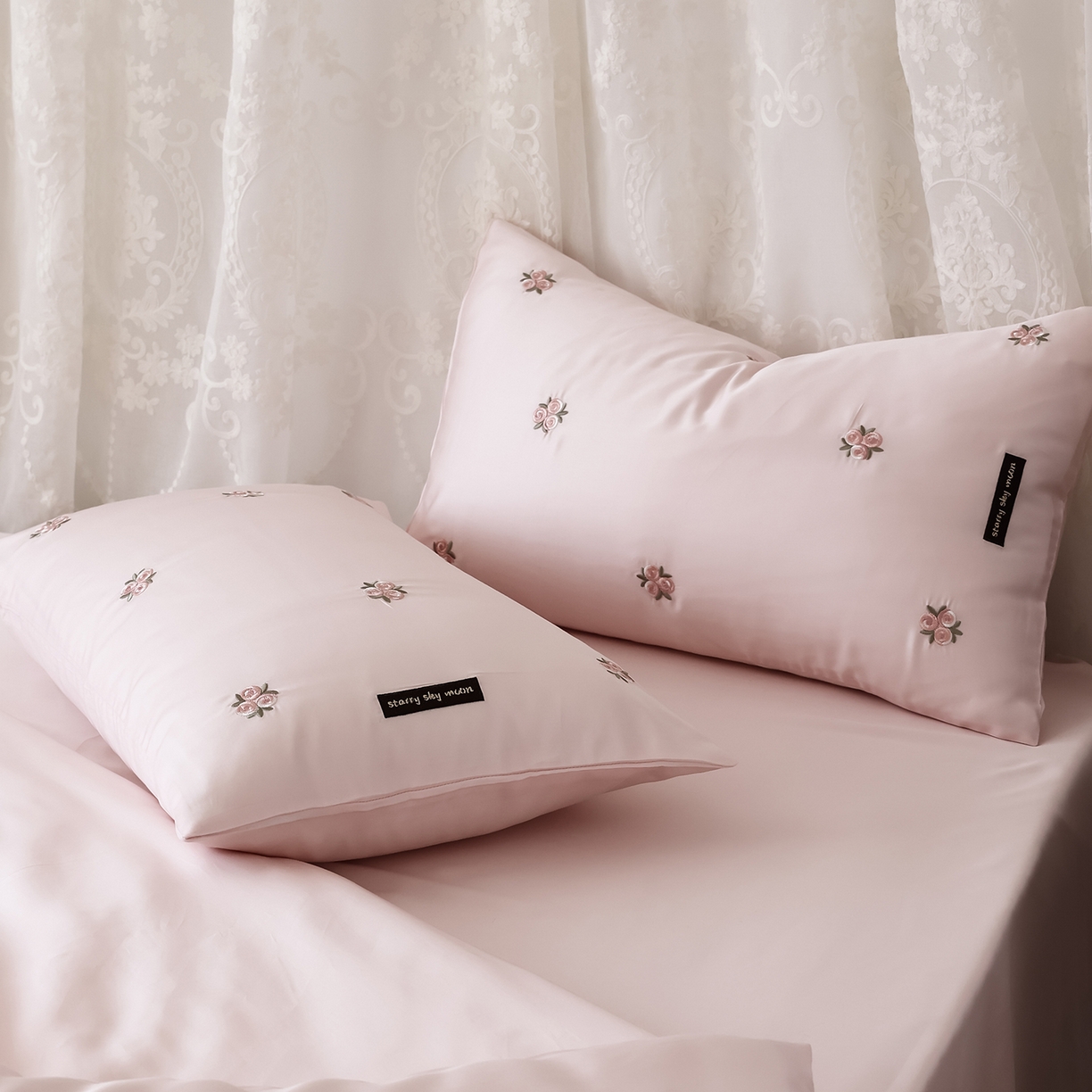 91家纺网 家纺一手货源 找家纺 初拾 2026新款60支进口奥地利兰精天丝四件套-玫瑰少女 玫瑰少女-少女粉