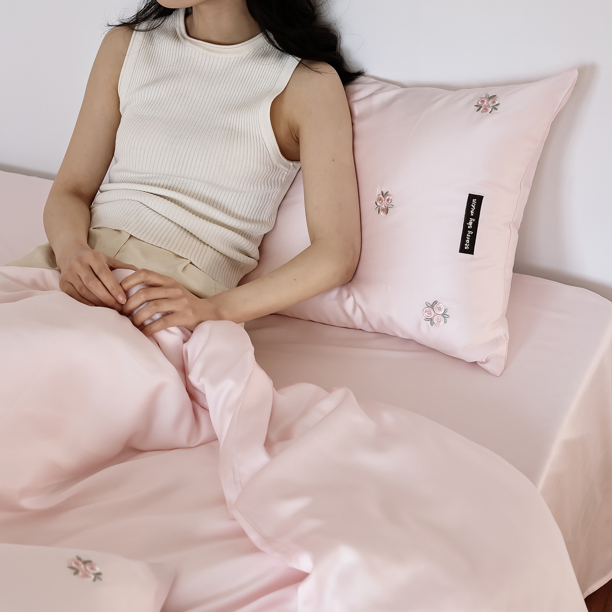 91家纺网 家纺一手货源 找家纺 初拾 2026新款60支进口奥地利兰精天丝四件套-玫瑰少女 玫瑰少女-少女粉