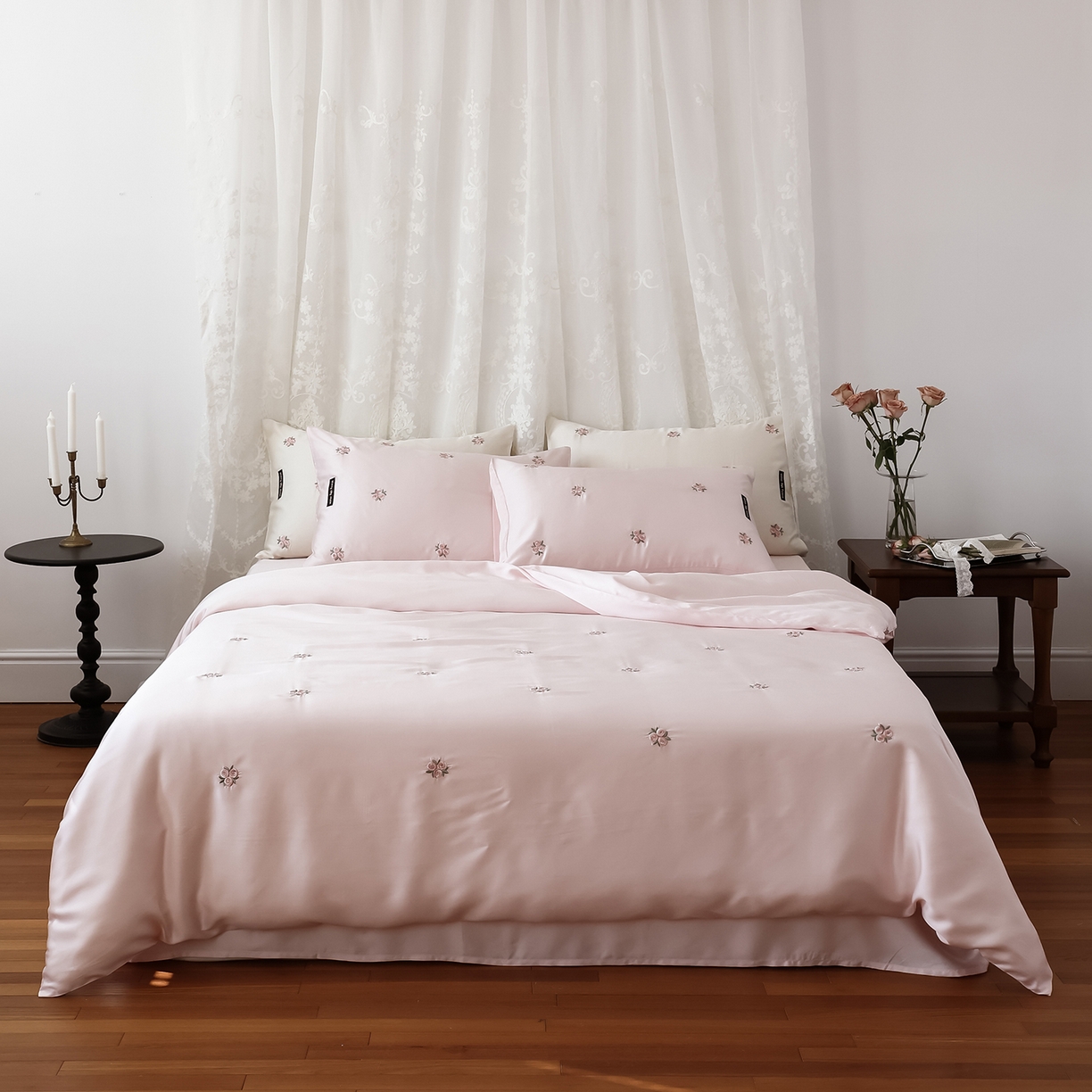 初拾 2026新款60支进口奥地利兰精天丝四件套-玫瑰少女 玫瑰少女-少女粉