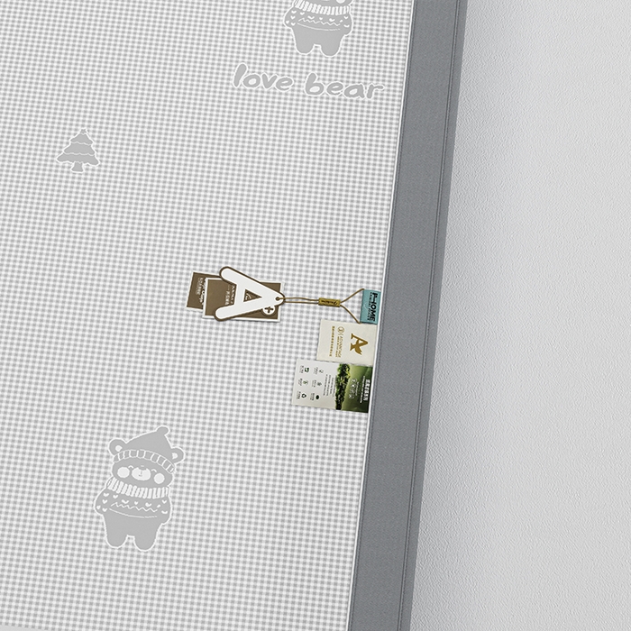 91家纺网 家纺一手货源 找家纺 小牛席业 2026新款【建模风格】双PE高凉感-韩版小熊提花冰丝席席子凉席-床笠款 灰色