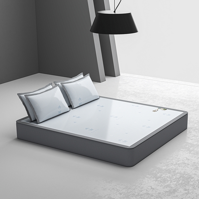 91家纺网 家纺一手货源 找家纺 小牛席业 2026新款【建模风格】双PE高凉感-韩版小熊提花冰丝席席子凉席-床笠款 蓝色