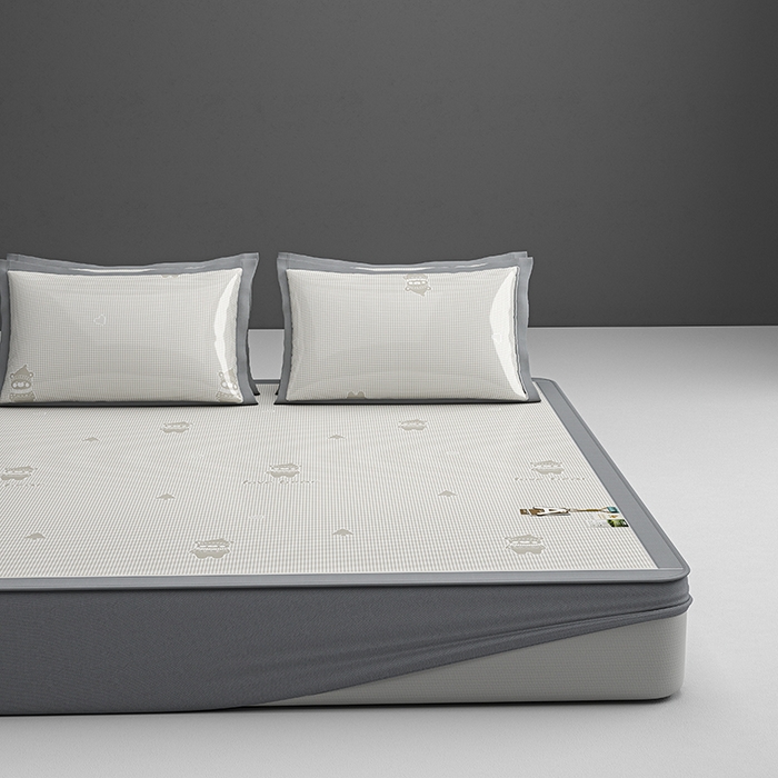 小牛席业 2026新款【建模风格】双PE高凉感-韩版小熊提花冰丝席席子凉席-床笠款 香槟