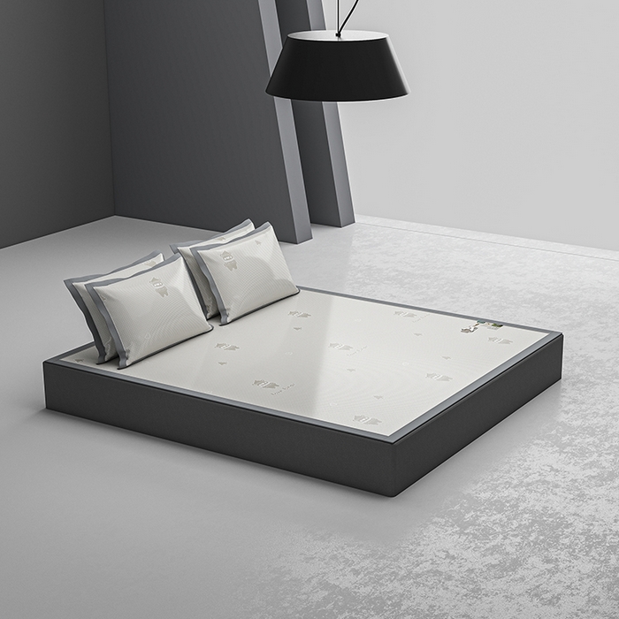 91家纺网 家纺一手货源 找家纺 小牛席业 2026新款【建模风格】双PE高凉感-韩版小熊提花冰丝席席子凉席 香槟