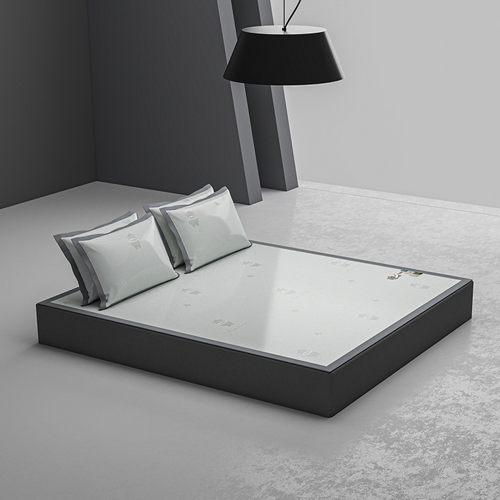 91家纺网 家纺一手货源 找家纺 小牛席业 2026新款【建模风格】双PE高凉感-韩版小熊提花冰丝席席子凉席 抹茶