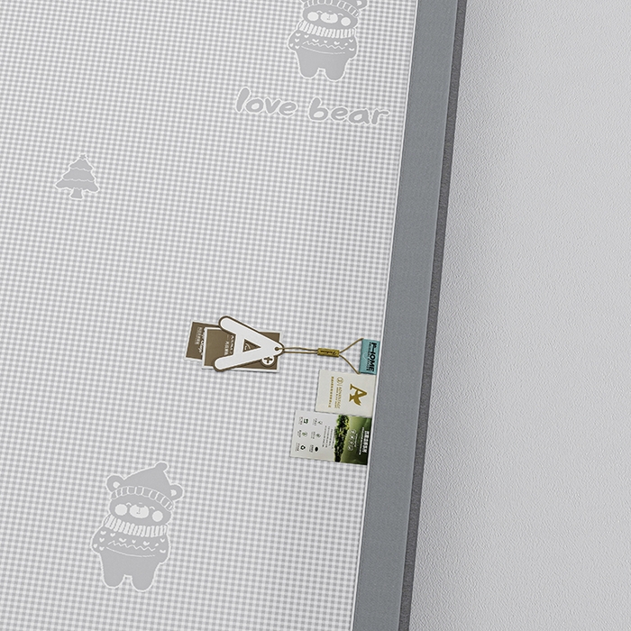 91家纺网 家纺一手货源 找家纺 小牛席业 2026新款【建模风格】双PE高凉感-韩版小熊提花冰丝席席子凉席 灰色