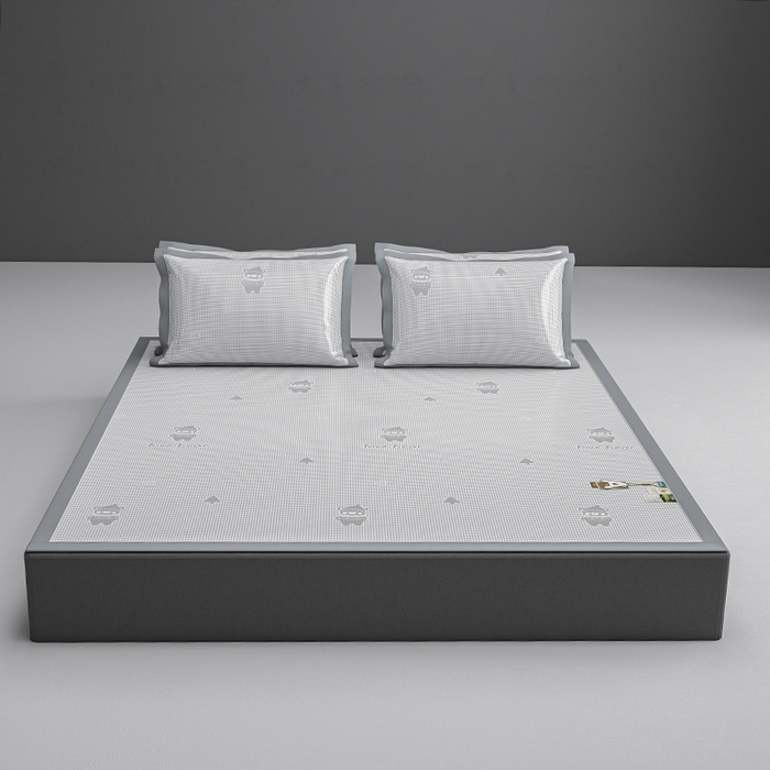 91家纺网 家纺一手货源 找家纺 （总）小牛席业 2026新款【建模风格】双PE高凉感-韩版小熊提花冰丝席席子凉席凉席藤席冰藤席冰丝席竹席乳胶席豆豆席