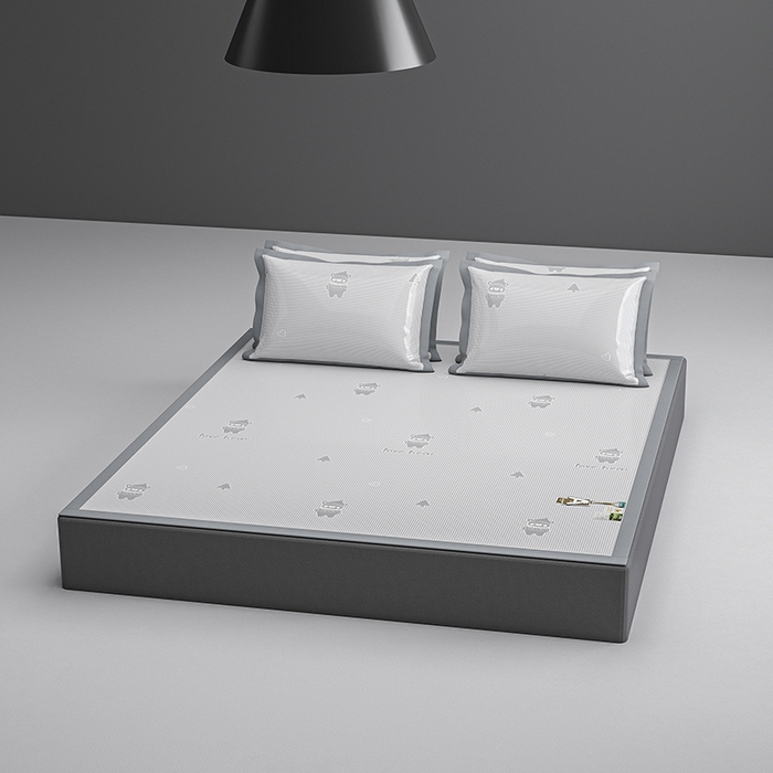 91家纺网 家纺一手货源 找家纺 小牛席业 2026新款【建模风格】双PE高凉感-韩版小熊提花冰丝席席子凉席 灰色