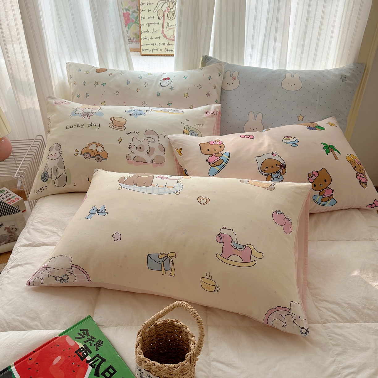 91家纺网 家纺一手货源 找家纺 （总）六巷胡同 2026新款40支全棉13070INS卡通全棉单品枕套