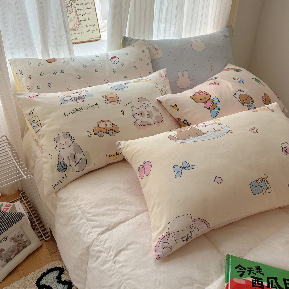 91家纺网 家纺一手货源 找家纺 （总）六巷胡同 2026新款40支全棉13070INS卡通全棉单品枕套