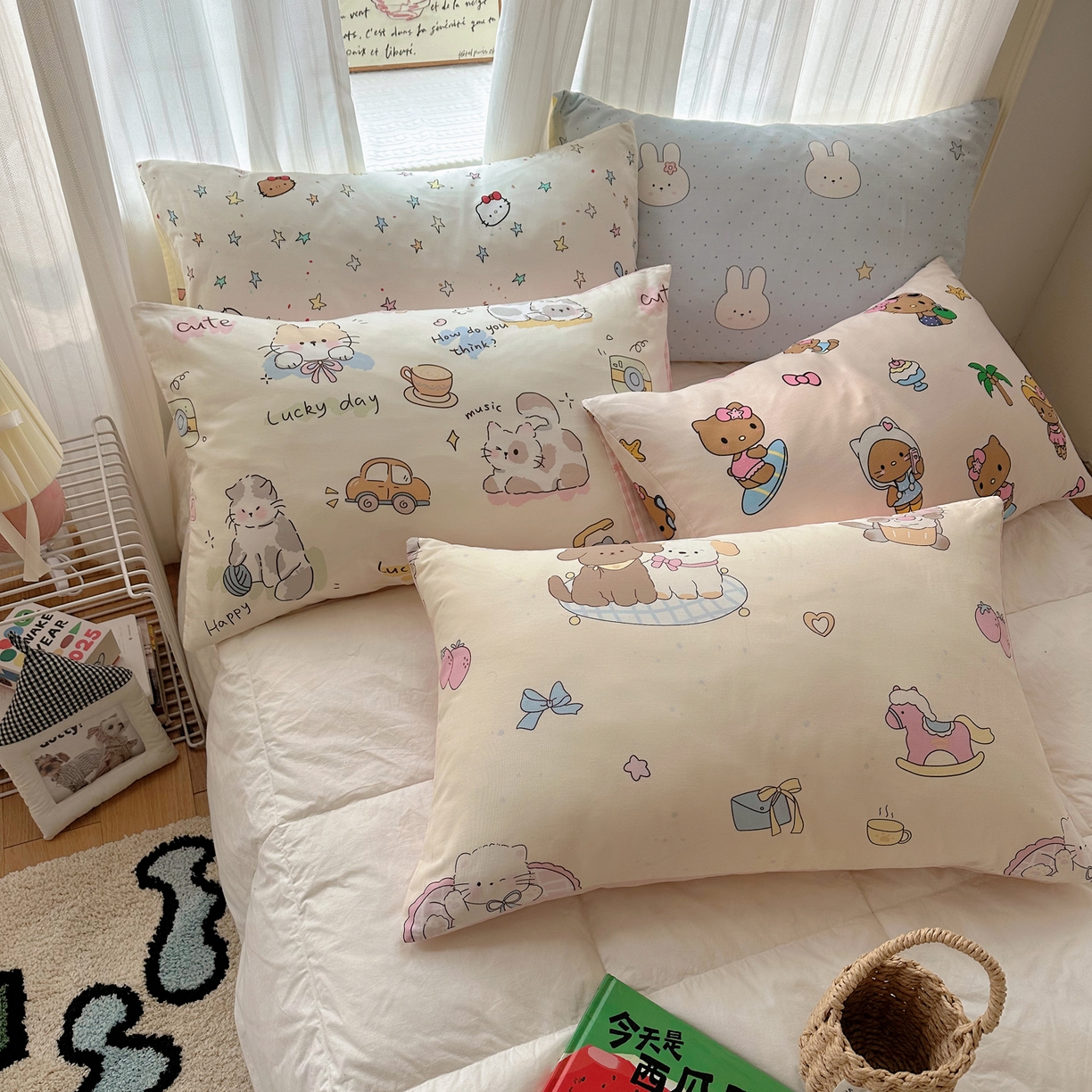 91家纺网 家纺一手货源 找家纺 （总）六巷胡同 2026新款40支全棉13070INS卡通全棉单品枕套