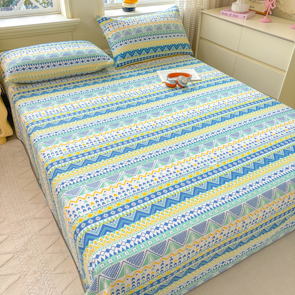 91家纺网 家纺一手货源 找家纺 青泽家纺 2025新款原棉标老粗布系列床单三件套 追梦