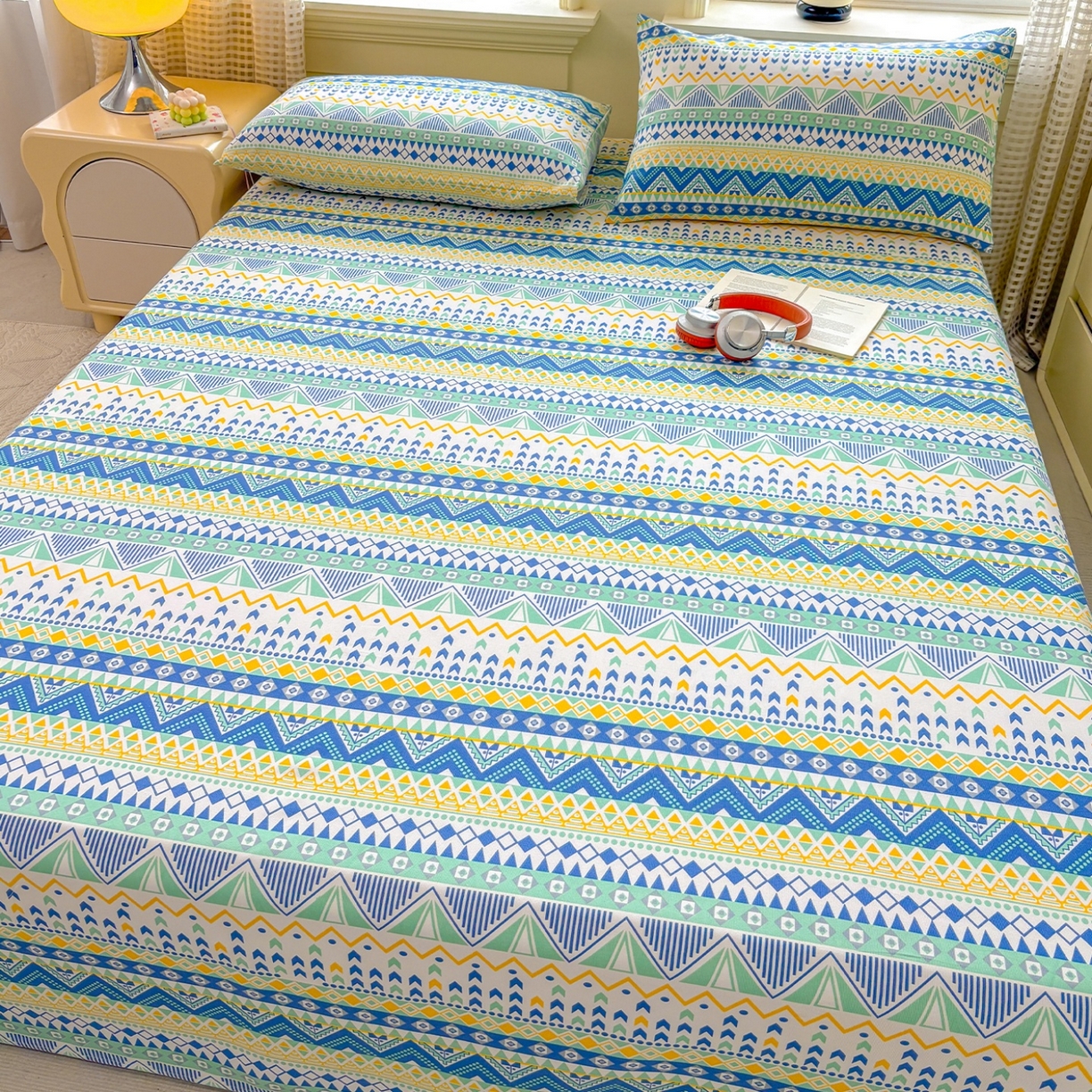 91家纺网 家纺一手货源 找家纺 青泽家纺 2025新款原棉标老粗布系列床单三件套 追梦