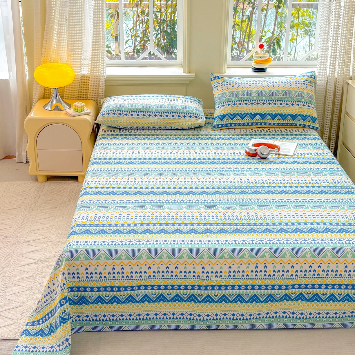 91家纺网 家纺一手货源 找家纺 青泽家纺 2025新款原棉标老粗布系列床单三件套 追梦