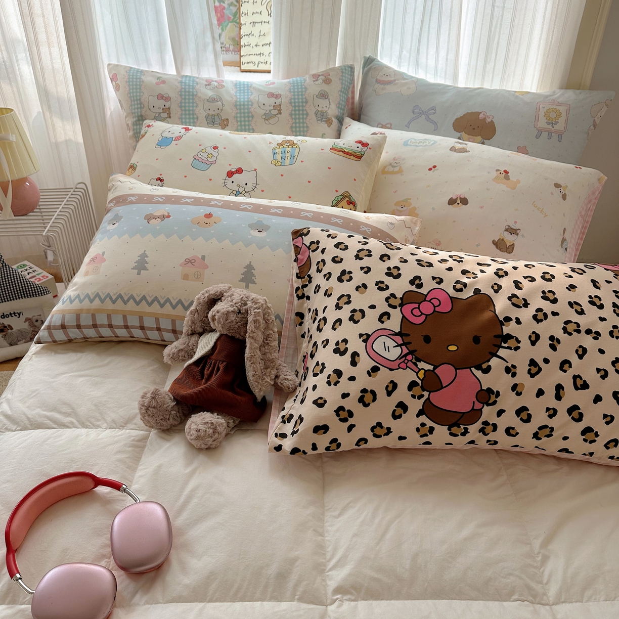 91家纺网 家纺一手货源 找家纺 六巷胡同 2026新款40支全棉13070INS卡通全棉单品枕套 组合叠拍图