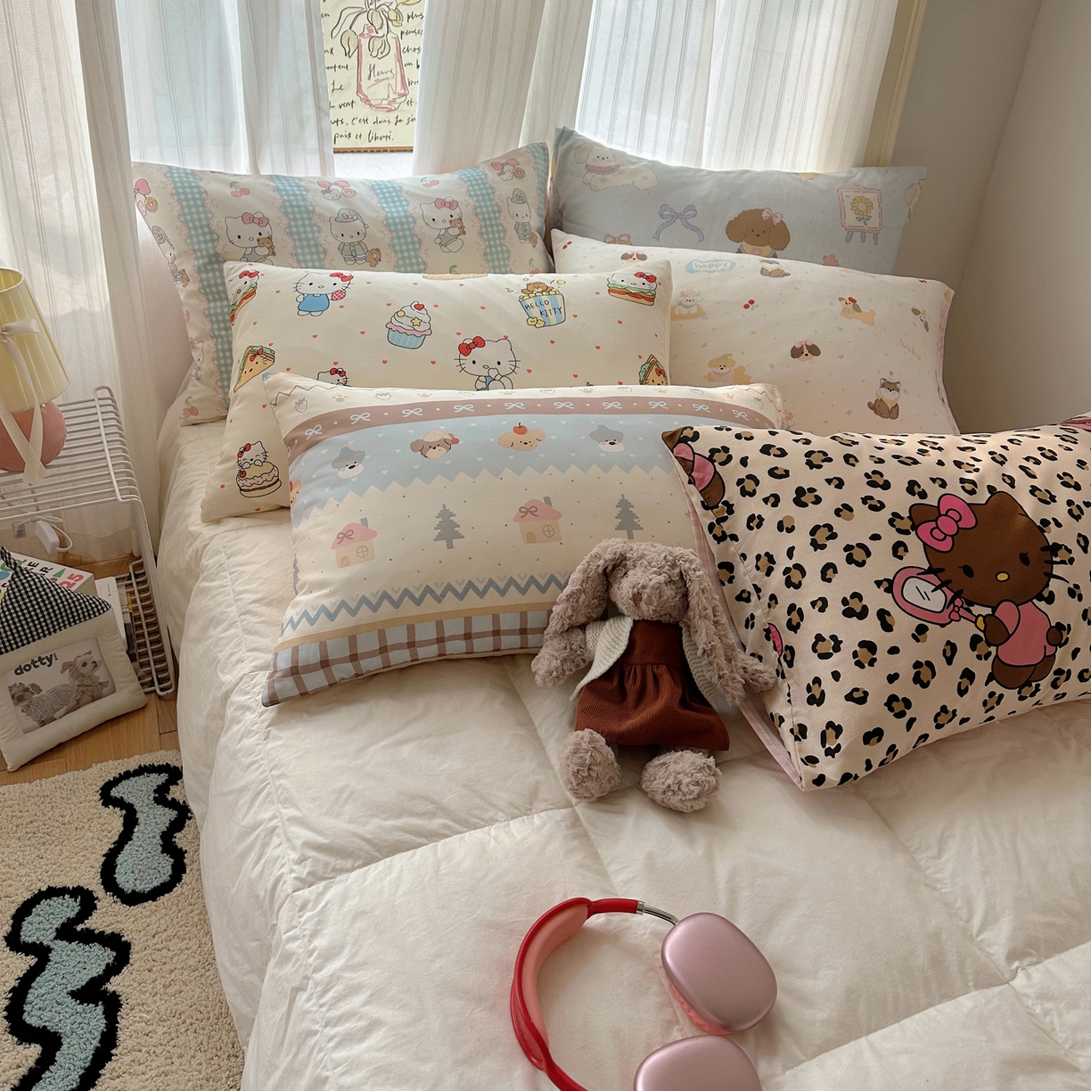 91家纺网 家纺一手货源 找家纺 六巷胡同 2026新款40支全棉13070INS卡通全棉单品枕套 组合叠拍图